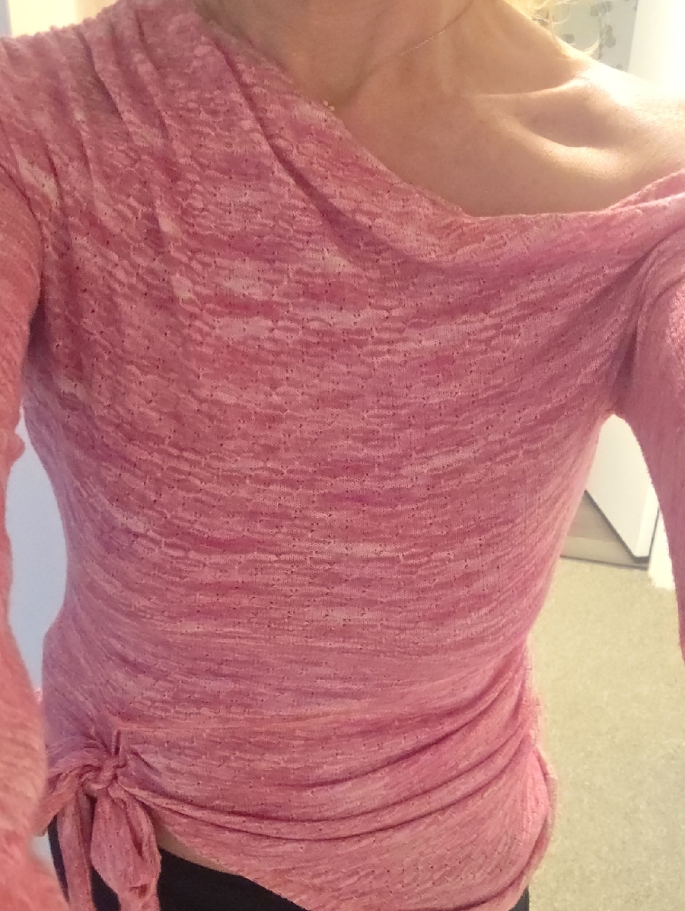 Free Peole Pink Marled One-Shoulder Knit Top with Side Tie